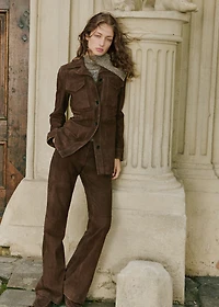 100% suede flared pants