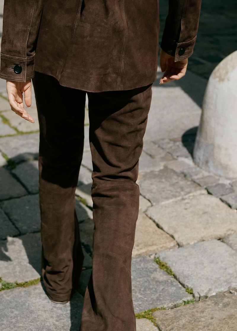 100% suede flared pants