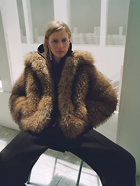 Fur-effect jacket with lapels