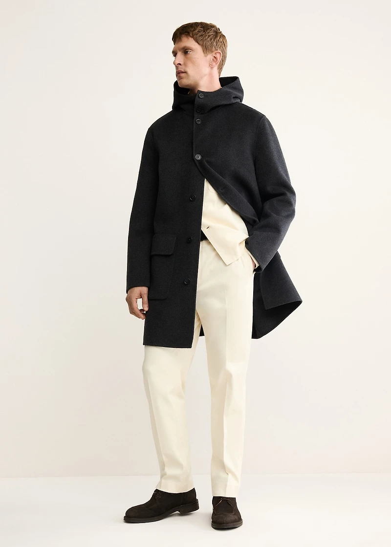 Handmade wool coat with hood