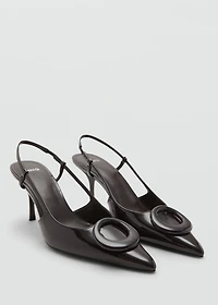 Patent leather high-heeled shoes with ring detail