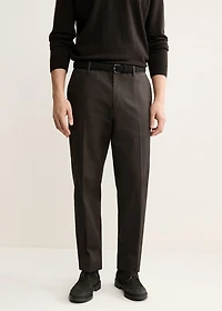 Regular fit pleated cotton pants