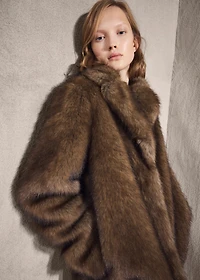 Faux-fur coat with lapels