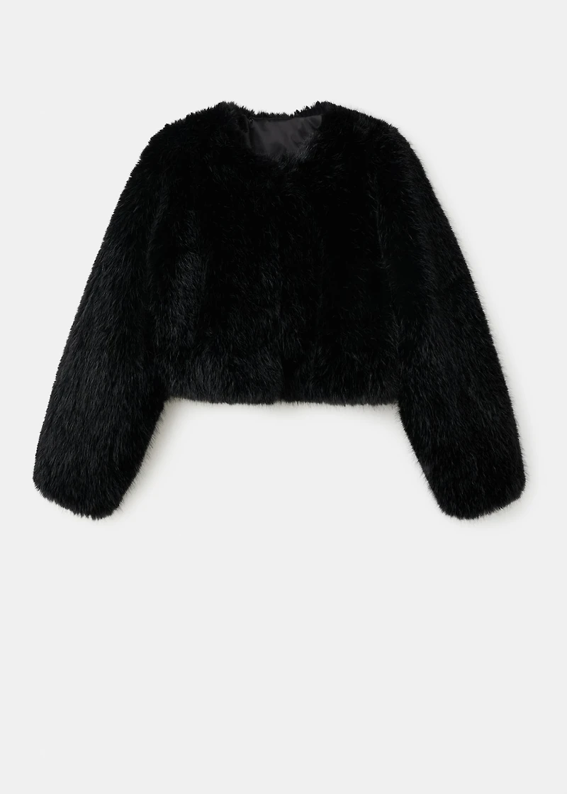 Faux fur cropped jacket