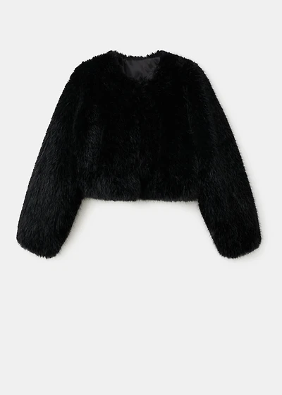 Faux fur cropped jacket