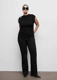 Knitted top with metallic flower