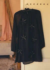 Floral embroidery dress