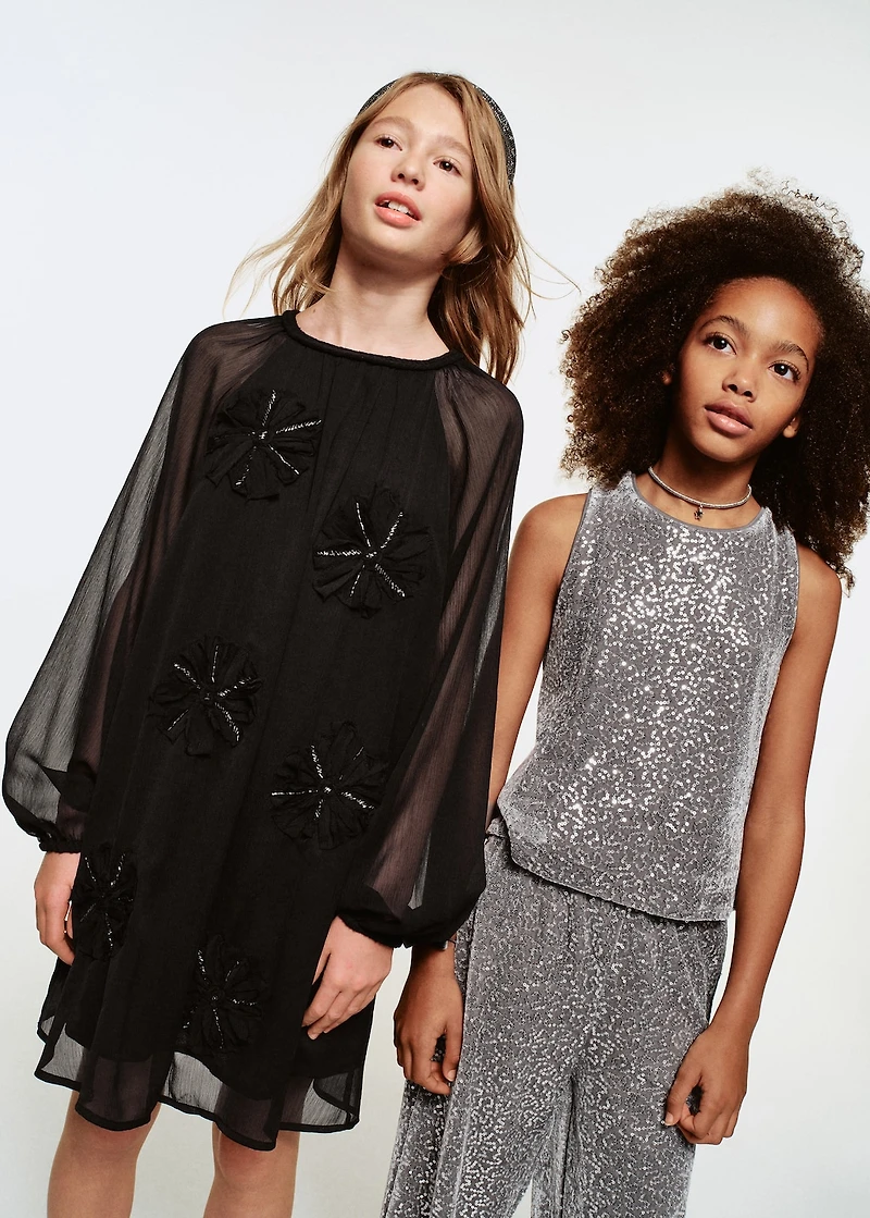 Floral embroidery dress