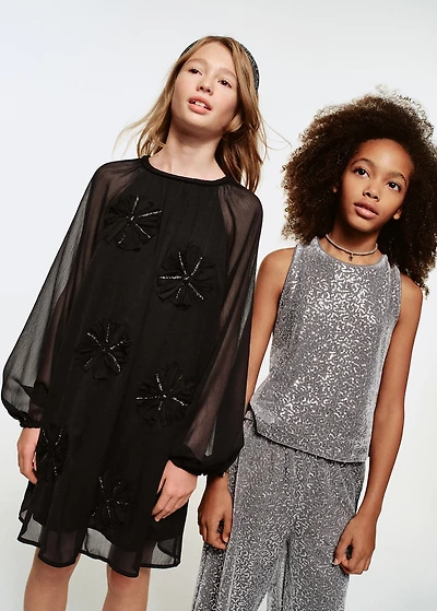 Floral embroidery dress