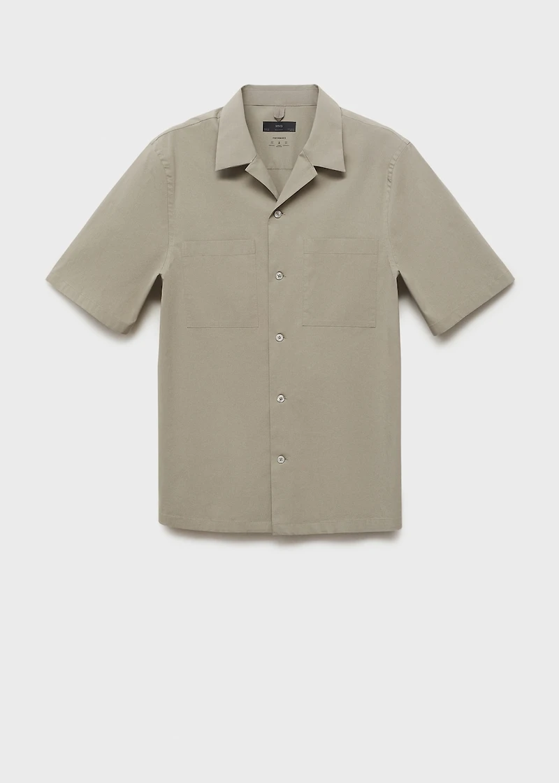 Shirt with pockets and bowling collar