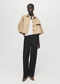 Cape-style cropped trench coat