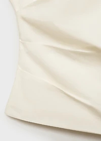 Asymmetrical flower-embroidered top