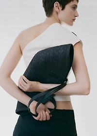 Asymmetrical flower-embroidered top