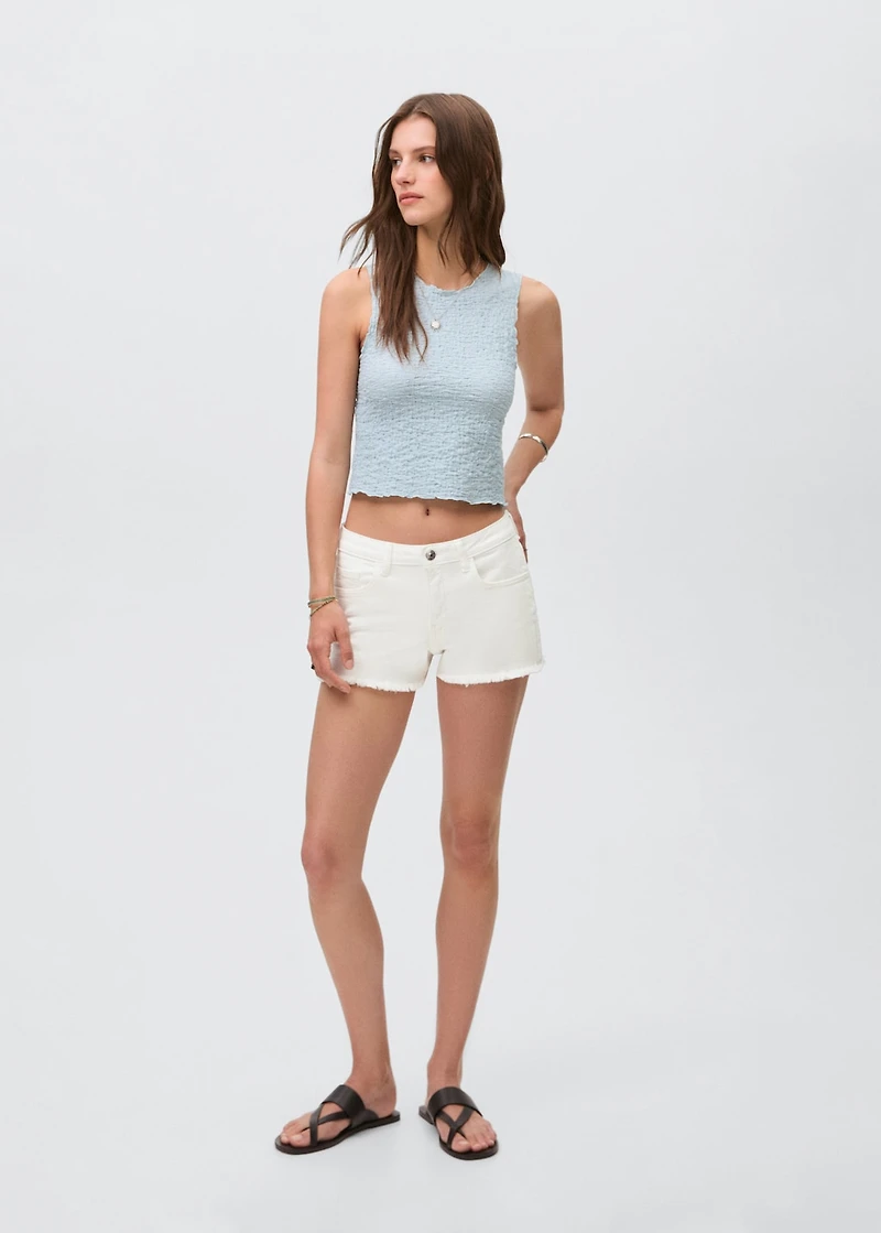 Frayed low-rise shorts