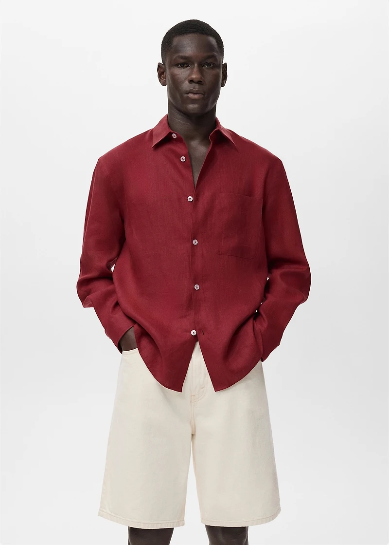 100% linen shirt with pocket