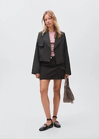 Waxed short trench coat