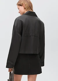 Waxed short trench coat