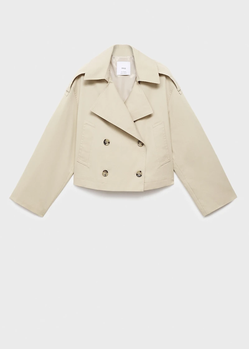 Double-breasted cropped trench coat
