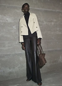 Double-breasted cropped trench coat