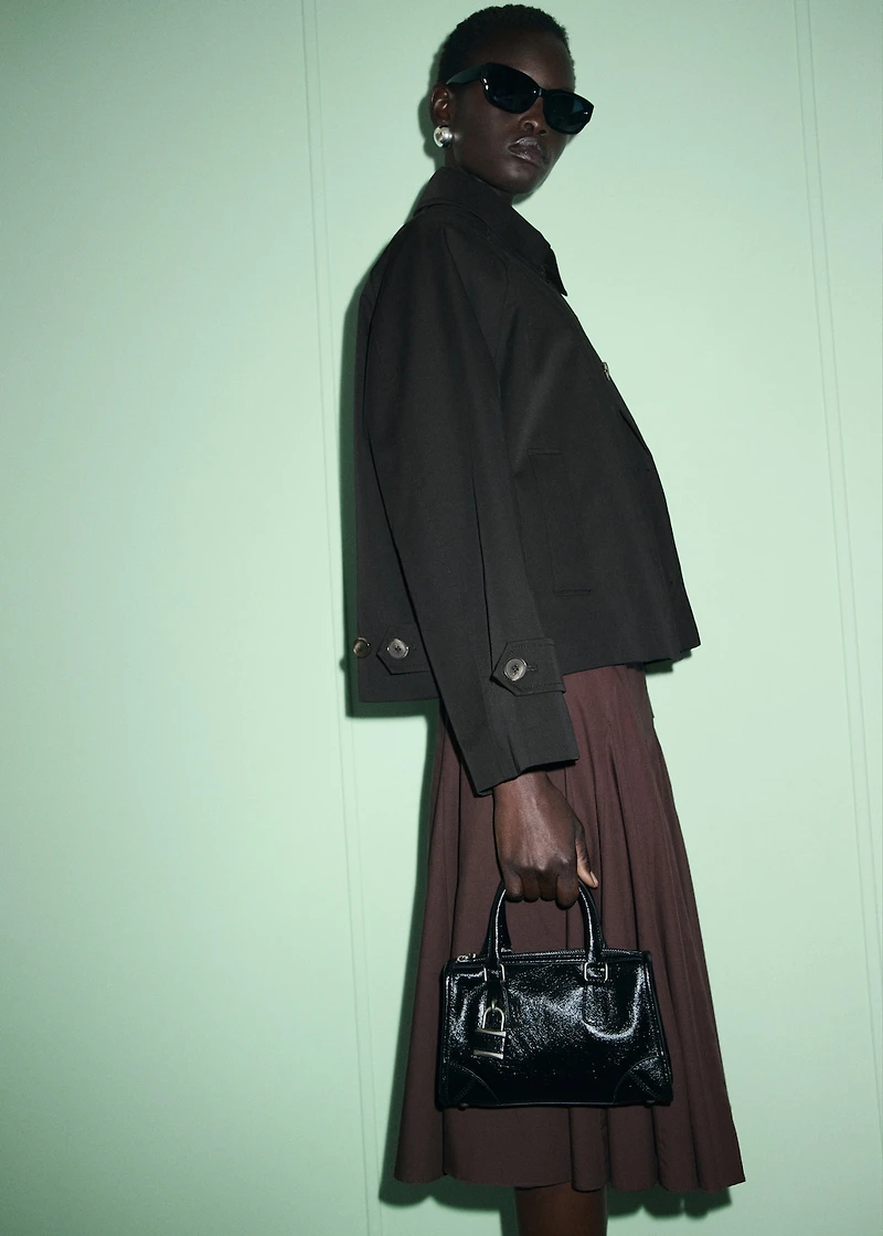 Short oversized trench coat with epaulettes