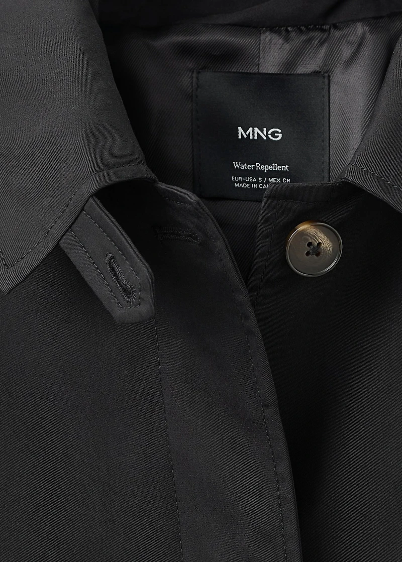 Short oversized trench coat with epaulettes