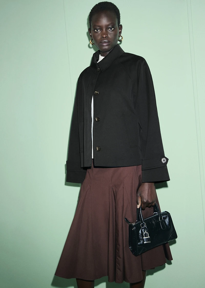 Short oversized trench coat with epaulettes