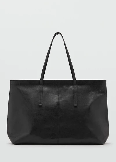 Leather shopper bag