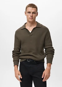 Structured cotton polo sweater