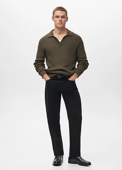 Structured cotton polo sweater