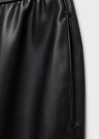 Faux-leather pants with elastic waist