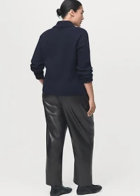 Faux-leather pants with elastic waist