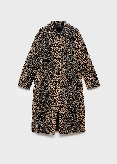 Leopard-print long coat