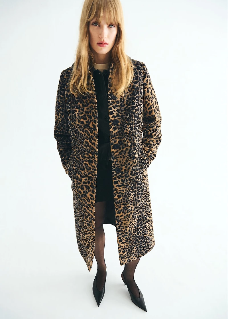 Leopard-print long coat