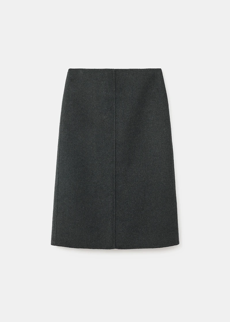 Wool midi-skirt with slit