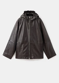100% leather jacket with hood