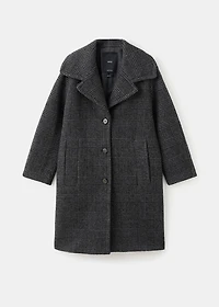 Checked wool-blend coat