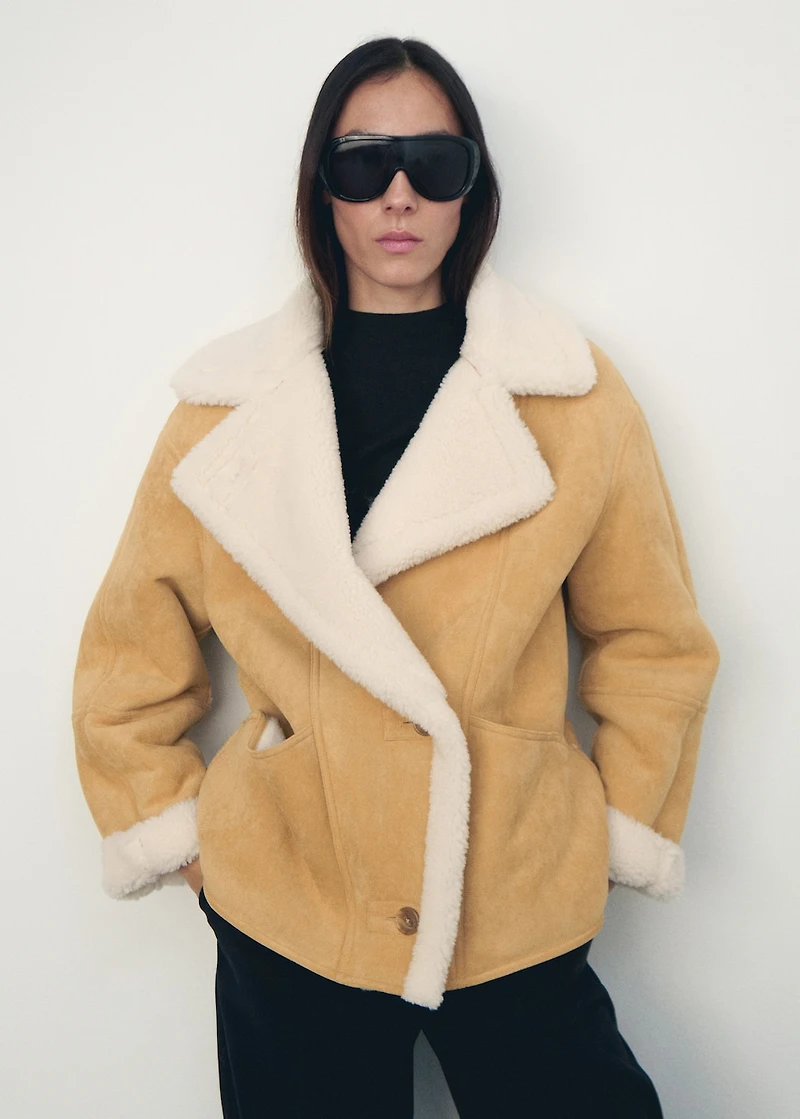 Faux-suede jacket with shearling collar
