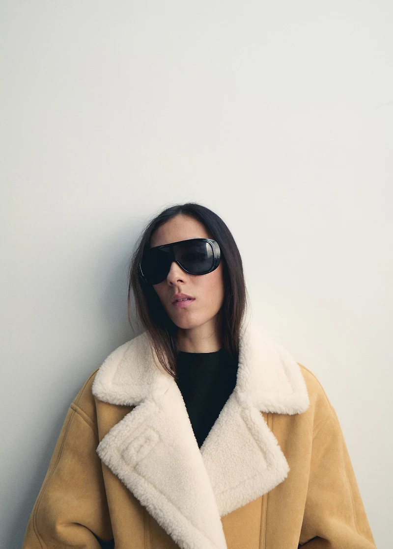 Faux-suede jacket with shearling collar