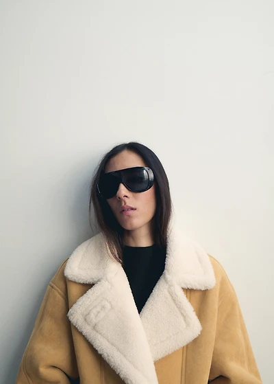 Faux-suede jacket with shearling collar