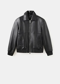 Leather bomber jacket
