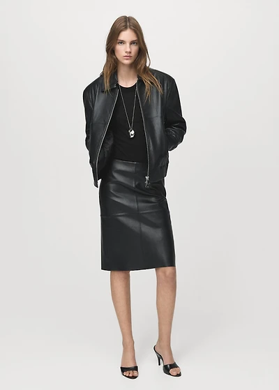 Leather bomber jacket