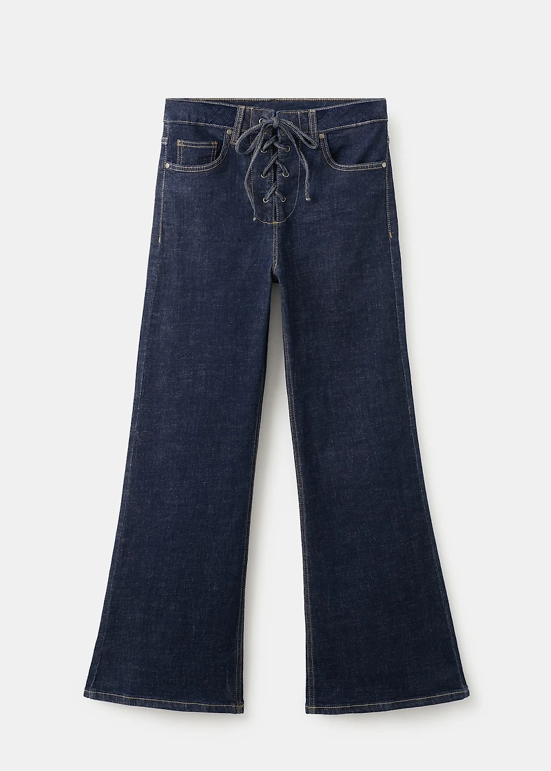 Flared jeans with drawstrings
