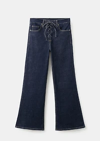 Flared jeans with drawstrings