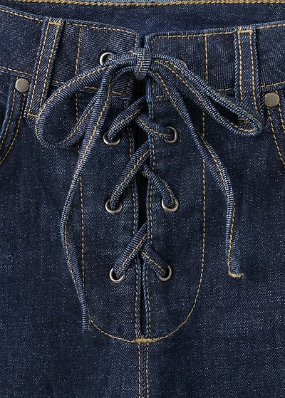 Flared jeans with drawstrings