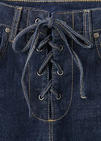 Flared jeans with drawstrings
