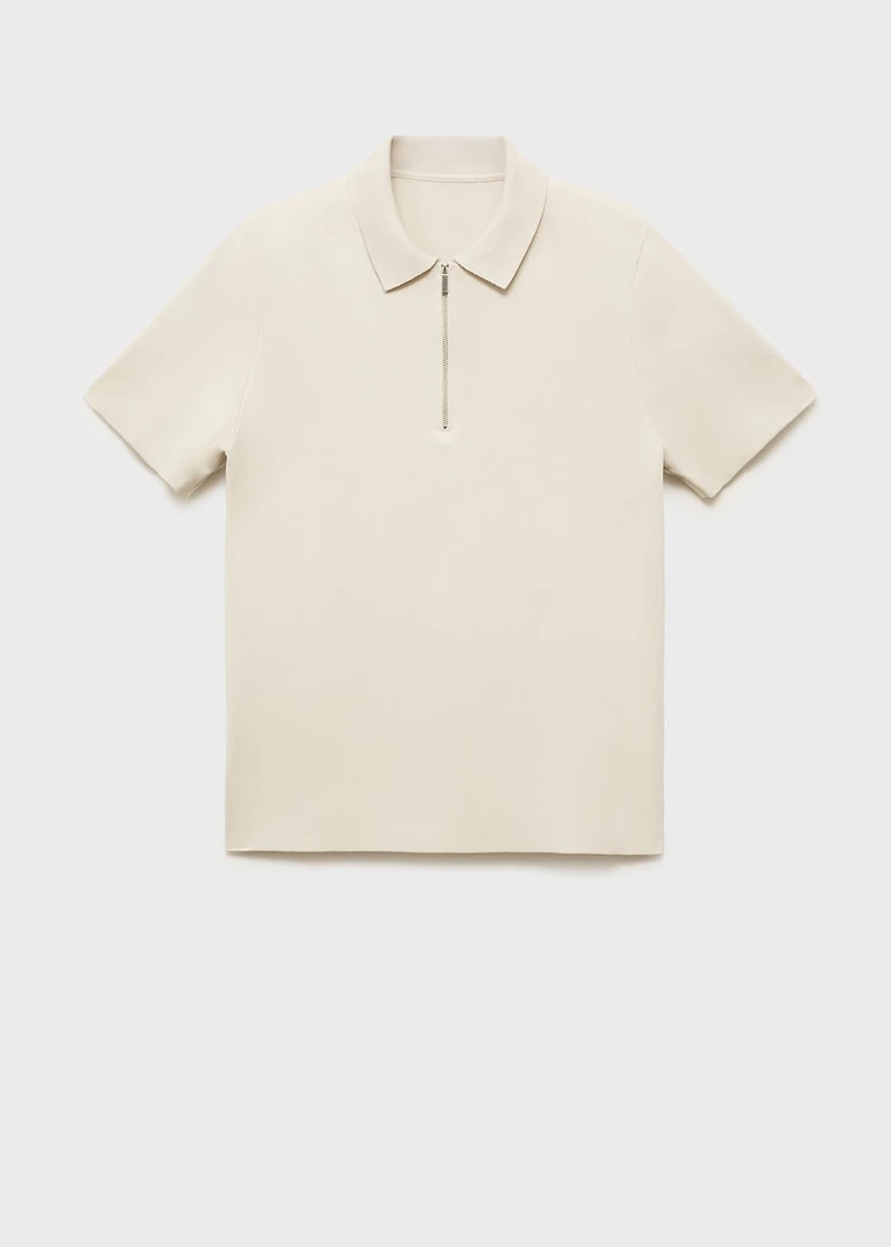 COOLMAX® fine-knit polo shirt with zipper