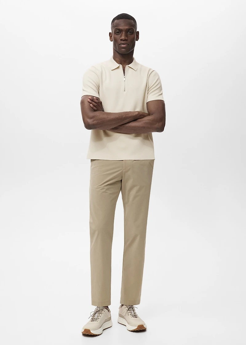 COOLMAX® fine-knit polo shirt with zipper