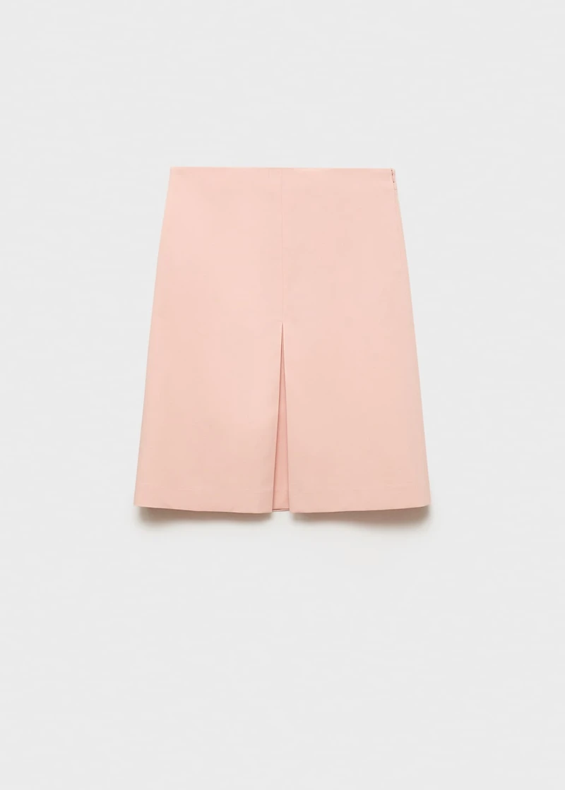 Cotton midi-skirt with pleat detail