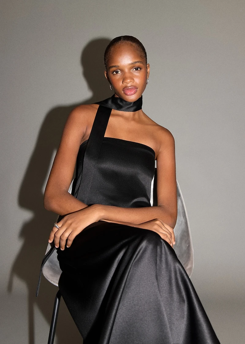 Midi-dress with waist tie