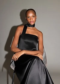 Midi-dress with waist tie